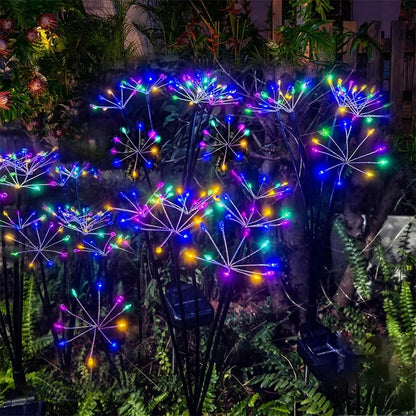 Solar LED Firework Lights Outdoor Dandelion Lamp Waterproof Swaying Starburst Light for Yard Patio Garden Christmas Decor 1-4PCS