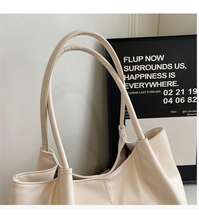 Fashion Women's Bag Large Capacity Tote Daily Commute Women's Shoulder Bag Black Soft PU Leather Handbag Shopping
