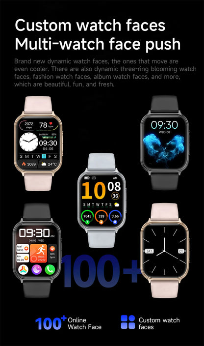 1.83" Smart Watch Sleep Heart Rate Monitor BT Call Messages Notifications Sports Fitness Tracker Watch for Women Men Android iOS