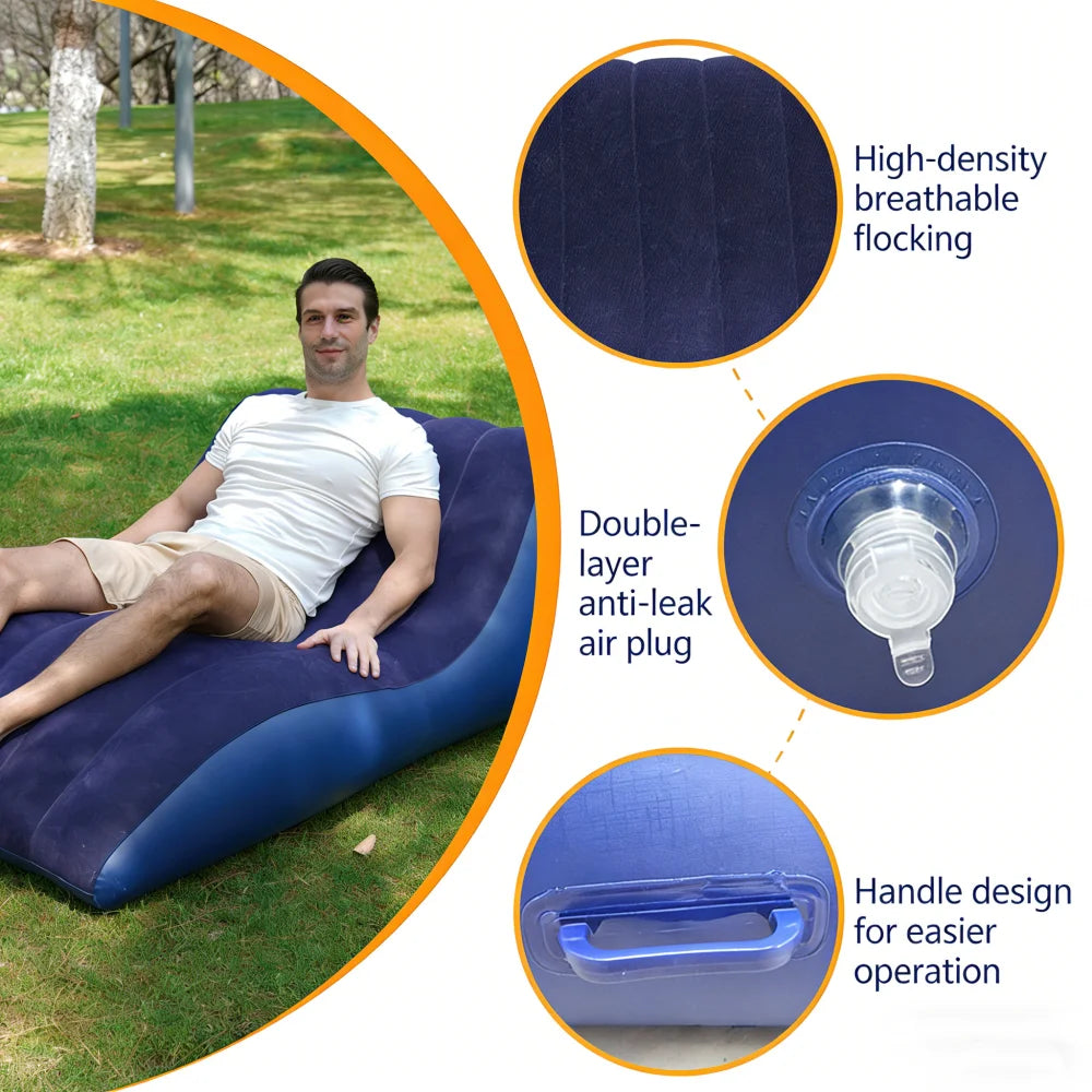 Outdoor Inflatable Velvet Lazy Sofa Tent Portable Camping Home Use S-Shape Lazy Sofa for Relaxing And Reclining