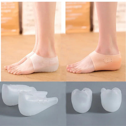 Unisex Invisible Height Increase 5CM Silicone Socks Gel Heel Pads Orthopedic Arch Support Heel Cushion Insoles Foot Massage Pad