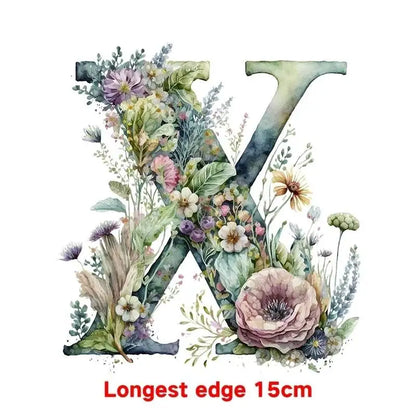 15cm Cartoon Flower Alphabet Heat Transfer Heat Press Printed Accessories PatchDIY children's clothing decoration sticker