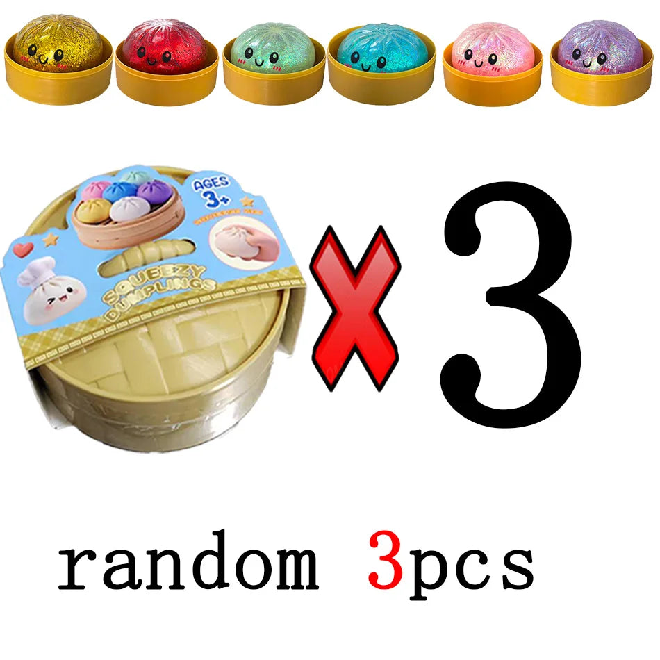 Glitter dumpling squishies Glitter Dumpling Squishy with Box Dumplings Sensory Dumpling Pressure Toy for Stress Relief