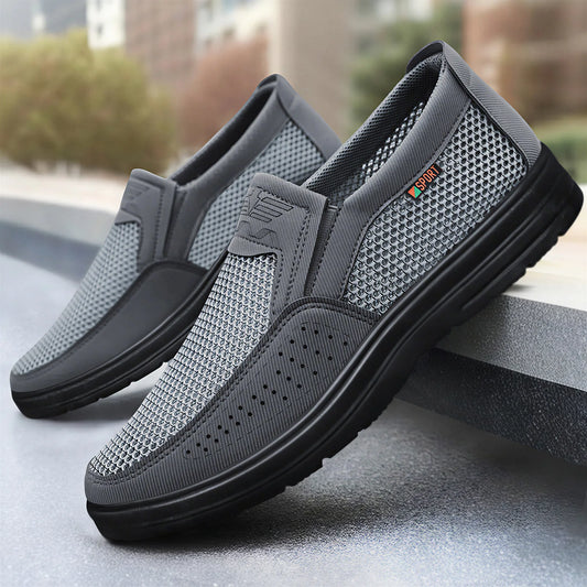 Men Slip On Casual Shoes Mesh Breathable Lightweight Low Cut Cloth Loafers Comfortable Soft Sole Walking Grandpa Shoes Summer