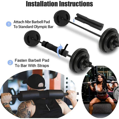 Barbell Pad for Hip Thrust Squat, Non‑Slip Thick Foam Bar Pad, Weight Lifting Shoulder Protector Cushion for Bar Home Gym