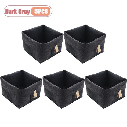 1-5PCS Desktop Organizer Basket Felt Storage Bin for Snacks and Sundries Home Office Desk Tidy Declutter Storage Box