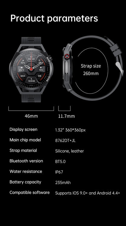 LIGE NFC 2026 New Ultra Military Smart Watch Men 1.32" IPS IP67 Waterproof ECG Smartwatch   For iOS Android Sports Smart Watches