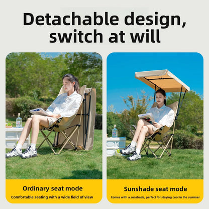 Factory Outdoor Umbrella Folding Chair High Back Moon Chair Sunshade With Canopy Portable Fishing Camping Beach Chair