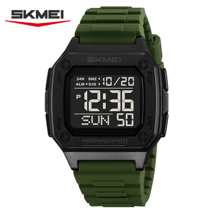 SKMEI 2456 Fashion Digital New Watch for Men Alarm Retro Sport Electronic Wristwatch LED Countdown Hand Clock Reloj Masculino