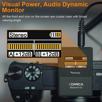 Comica BoomX-D 2.4G Wireless Microphone Dual-channel Lapel Microphone Condenser Lavalier Mic For PC Smartphone Camera Youtube