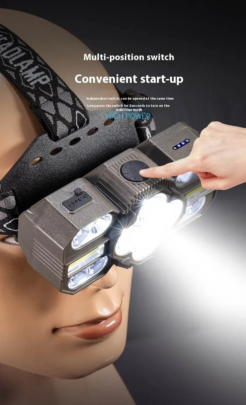 Outdoor Lighting Strong Bald Headlight 12 LED Super Bright Spotted Portable Headlight Outdoor Camping Maintenance Light