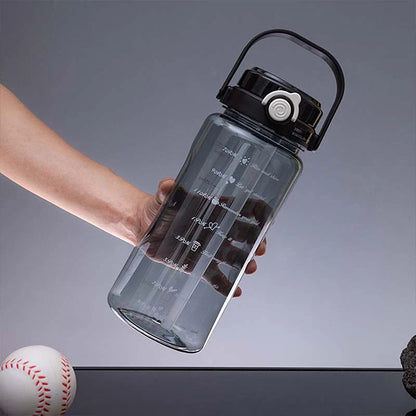 1.5/2Liter Sport Straw Water Bottle With Time Scale Plastic Summer Cold Juice Water Cup Large Capacity Portable Travel Bottles