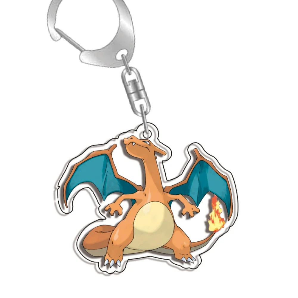 Keychain for Pokemon Charizard Vaporeon Leafeon Bag Charms Acrylic Anime Game Collectable Gifts Art Collection Toy Decoration