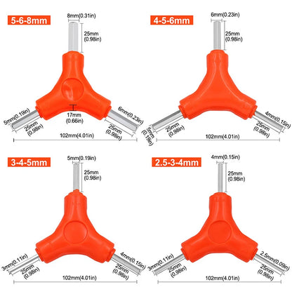 3 In 1 Trigeminal Hex Key Set 2.5/3/4/5/6/8mm Hexagon Wrench Carbon Steel Hand Tools Bicycle Maintenance Tools