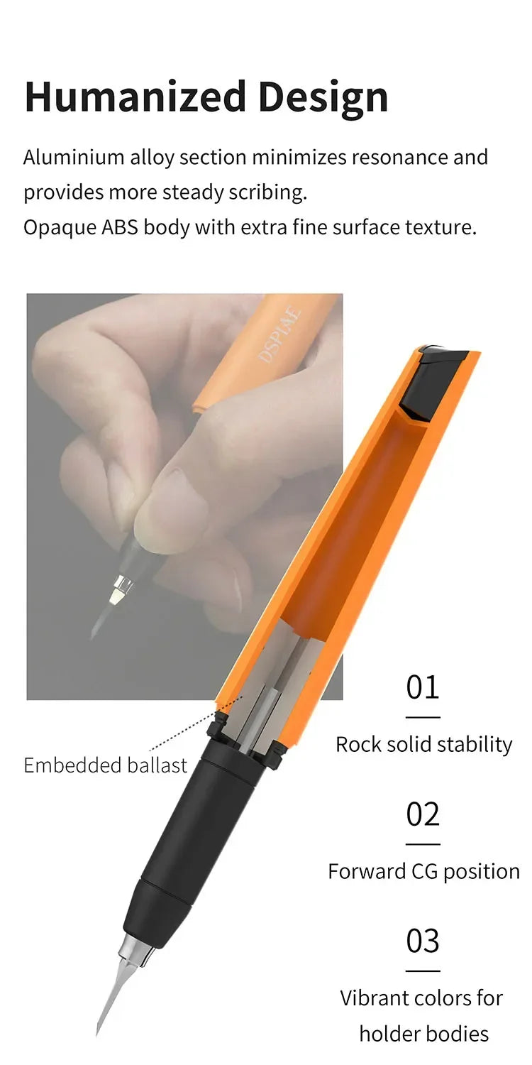 DSPIAE PT-TH PRO "WING" Tungsten Steel Push Broach Push Knife Handle DIY Engraving Tool for Assembly Model Building Hobby Tools