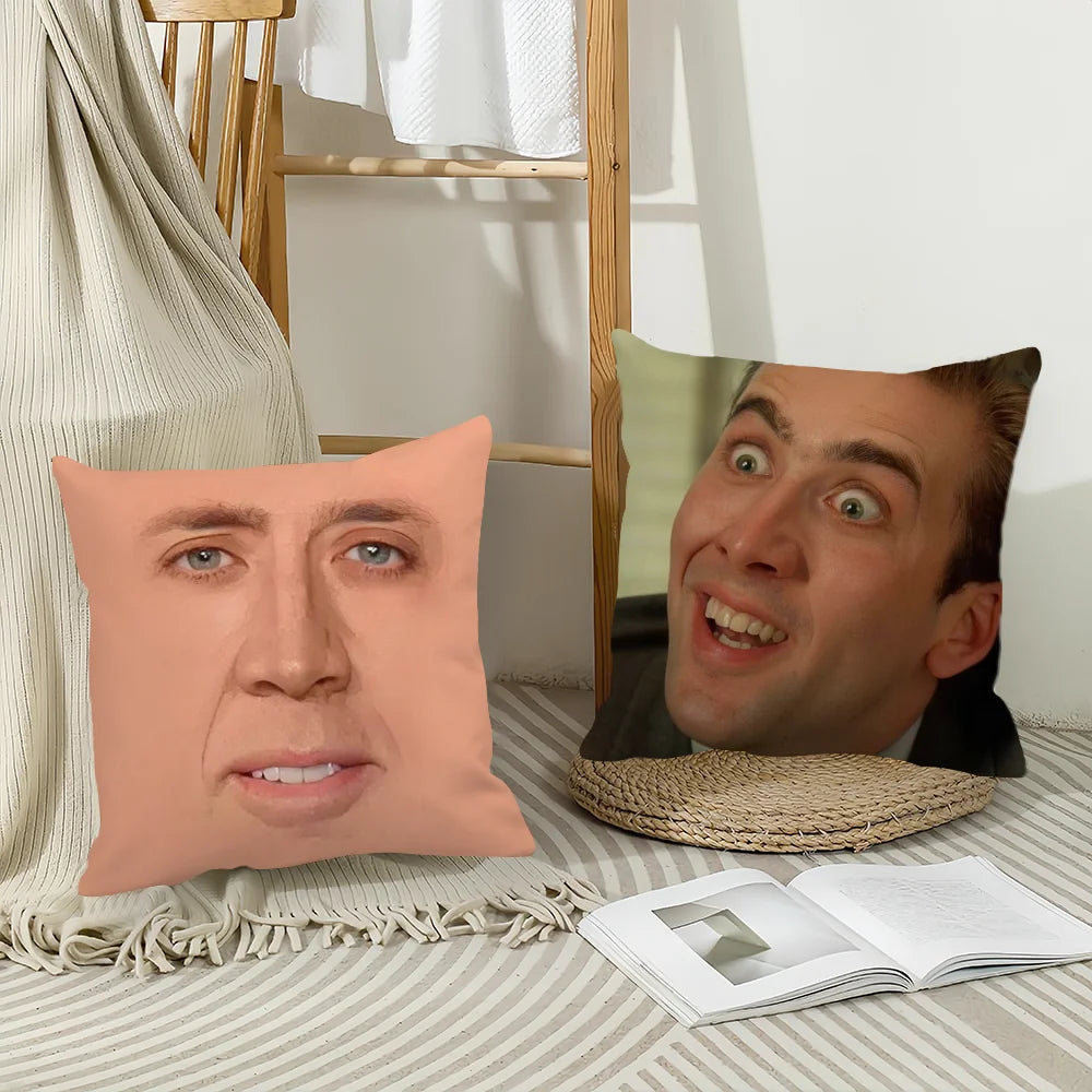 Actor New Pop N-Nicolas C-Cage Funny Pillow Case Office Cushions Suitable For Sofa Car Bedroom Decorative Cushion Cover