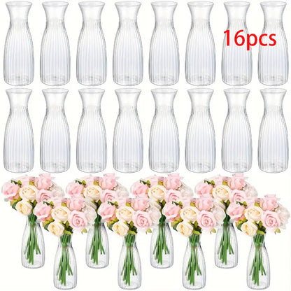 Striped Design Clear Plastic Vases for DIY Floral Arrangements Durable Home Wedding Table Centerpiece Decor