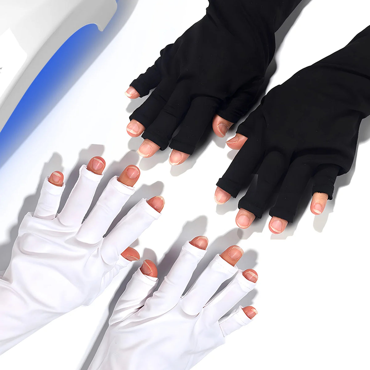 Professional Anti-UV Gel Gloves for Manicures - Stretchy Fingerless Protection for Nail Art Home And Outdoor Use