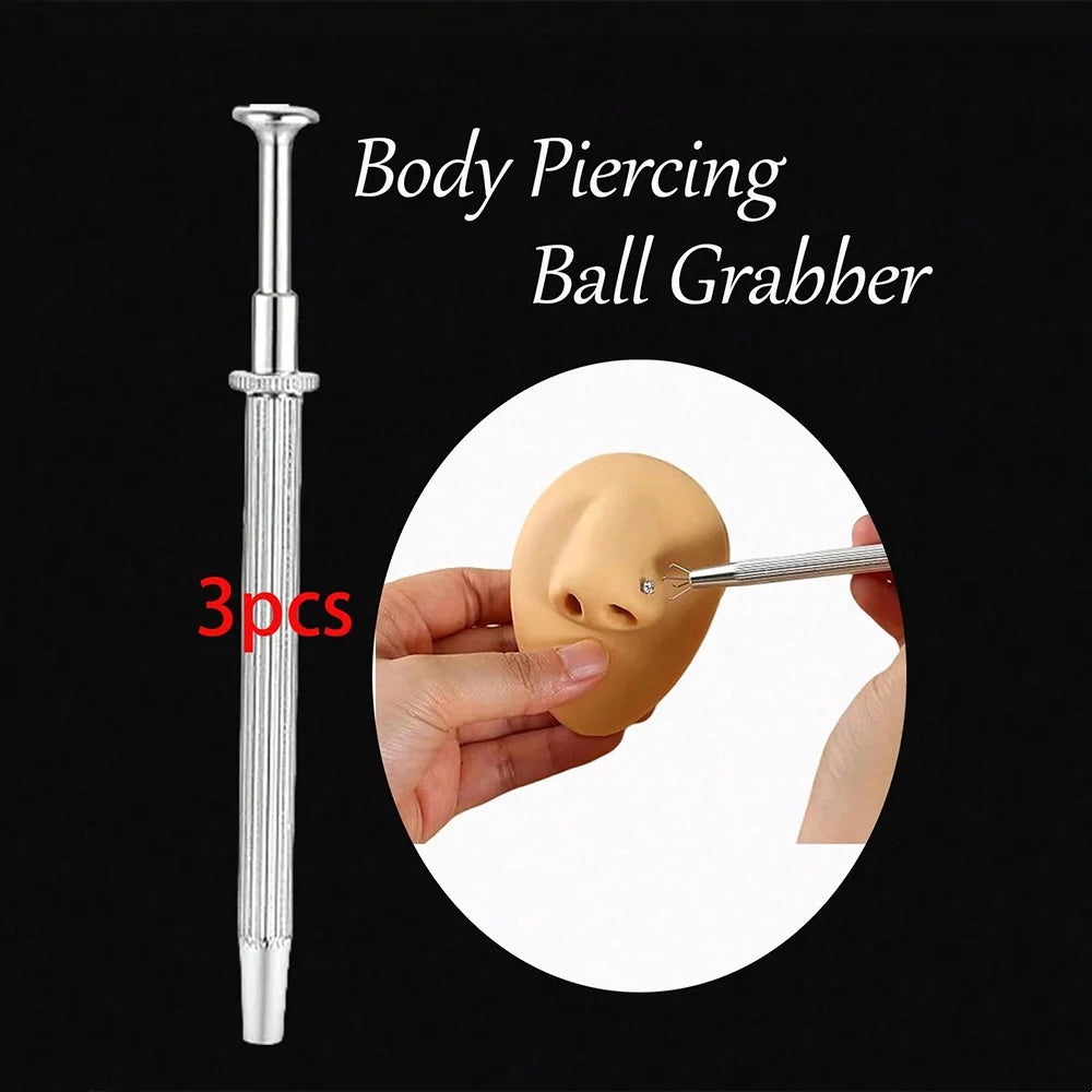 Stainless Steel Flat Back Earrings Applicator Tool Threadless Insertion Pin Thread Body Piercing Kit For Ear Nose Lip