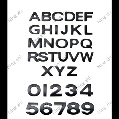 1PC Matte Black 3D Auto Metal Letter Emblem DIY Digital Alphabet Car Sticker Exterior High-About 25mm Accessory