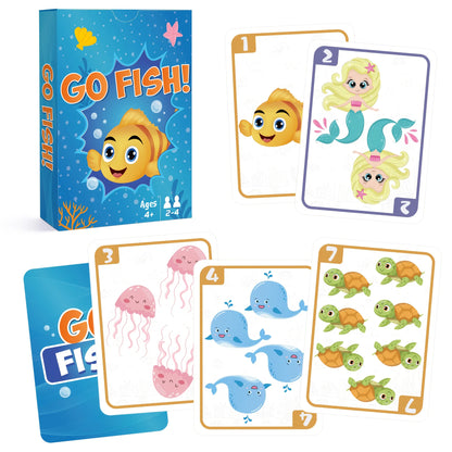 4 in 1  Kids Card Games: Go Fish, Old Maid, Memory Match, Slap Jack; Birthday Gifts for Boys and Girls Ages 4+; Educational Game