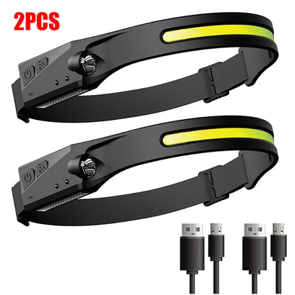 Super Bright T51 LED Sensor Headlamp USB C Rechargeable Headlight Led Head Torch With built-in battery Camping Fishing Lantern