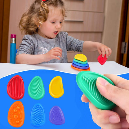 Sensory Fidget Toys Stone for Kids 6 Pack Textured Soft Worry Stone for Autism ADHD Teens Anxiety Stress Relief Toys Set
