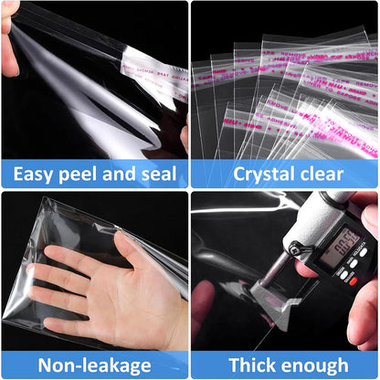 Self Adhesive Sealing Plastic Bag Clear Cellophane Bags for Packaging Jewelry Candy Cookies Product Gifts Resealable Storage Bag