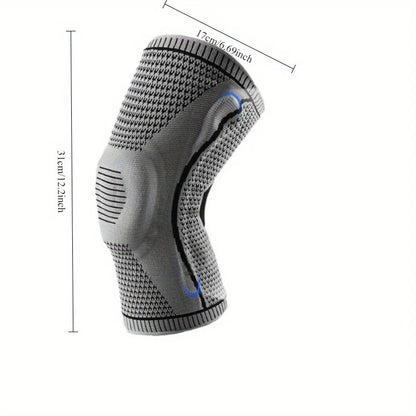 Non-Slip Knee Support Brace, Pad Stabilizers Comfort, Elastic Knee Braces, Fit Compression Sleeve for Arthritis Sports-Grey, M