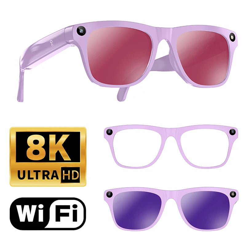 Lenovo Upgrade Smart AI Glasses 1600W HD 8K Shooting Camera Photo Video Voice Call Translation Bluetooth AI Motorcycle Glasses