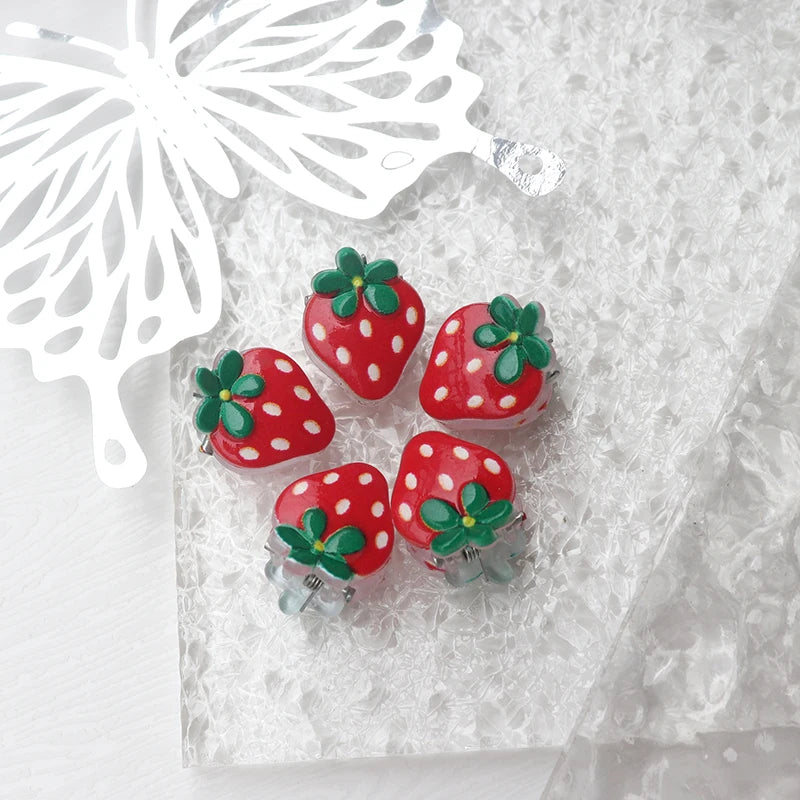 5/10Pcs Super Cute Hair Accessories Girls Fruit Strawberry Cherry Mini  Trendy Claw Clips Summer Style Small Grab Clips