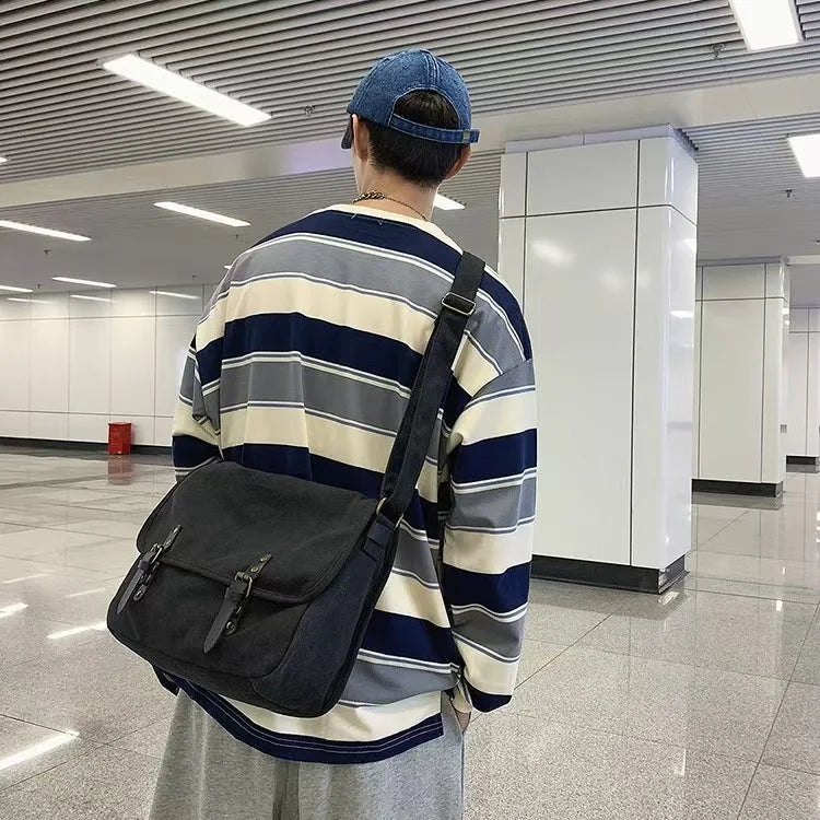 Canvas Large Capacity Mens Casual Handbags Vintage Shoulder Messenger Bag Leisure Student Satchel Package Bolsos Crossbody Bags