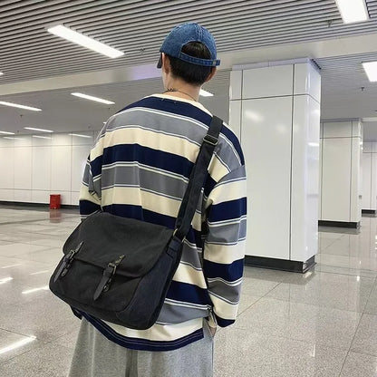 Canvas Large Capacity Mens Casual Handbags Vintage Shoulder Messenger Bag Leisure Student Satchel Package Bolsos Crossbody Bags