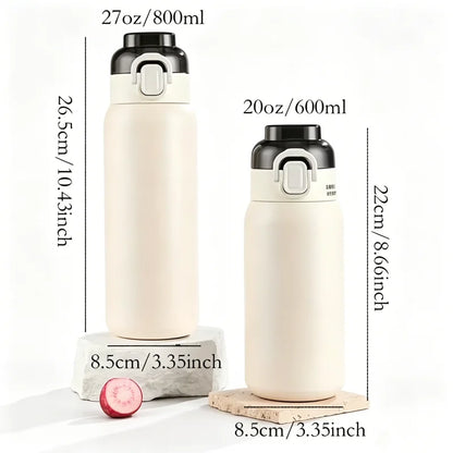 LUSQI 304 Stainless Steel Vacuum Insulated Water Bottle With 7 Flavor Pods 600/800ml Portable Thermos Outdoor Sports Water Cup