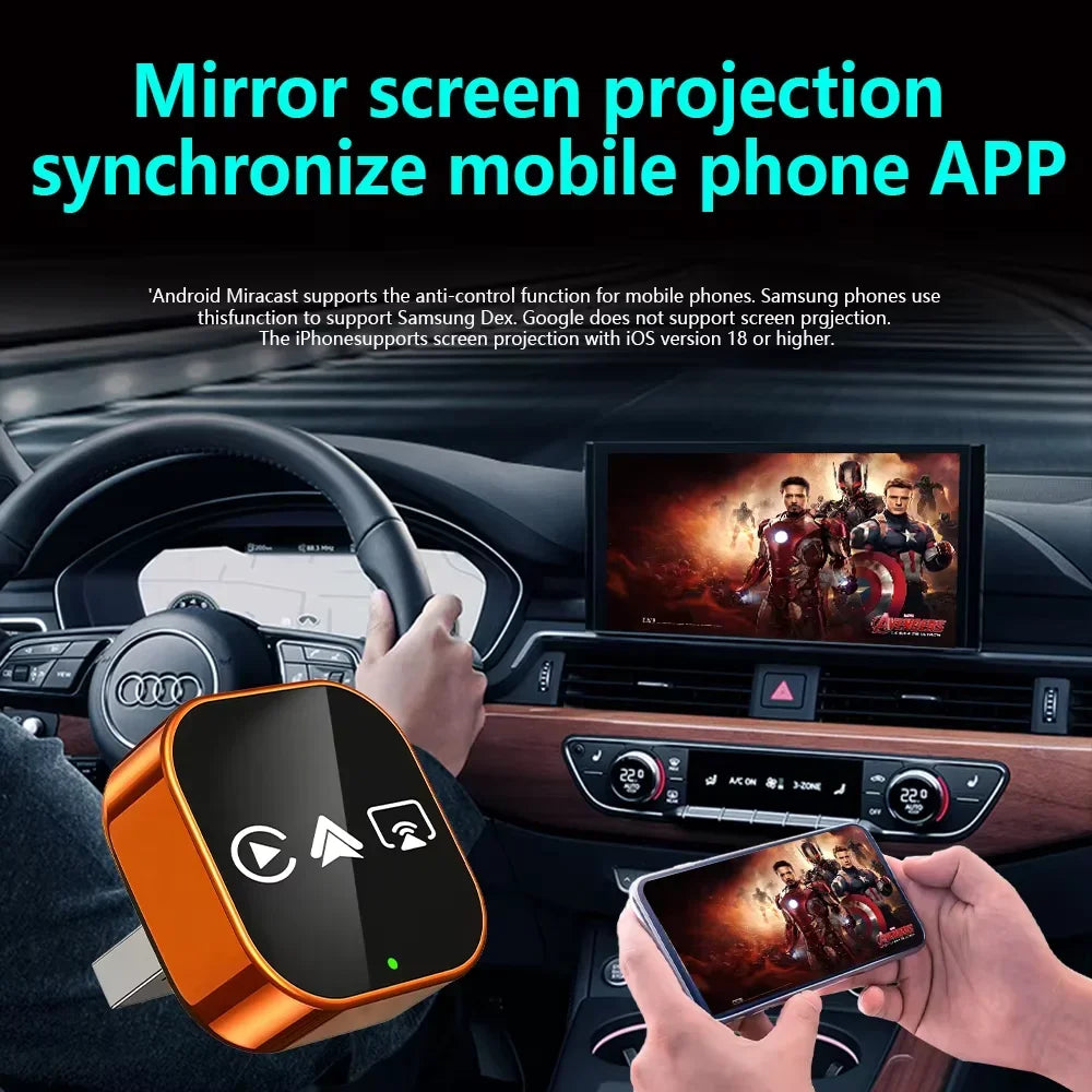 CarRocket 4in1   Carplay Adapter Wired To Wireless Android Auto Mirror Link Smart MiNi Ai Box USB Plug and Play Bluetooth WiFi