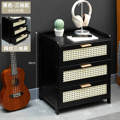 ‌Modern Minimalist Nightstand - Solid Wood Bedside Storage Cabinet with Drawer, Space-Saving Slim Design for Studio Apartments