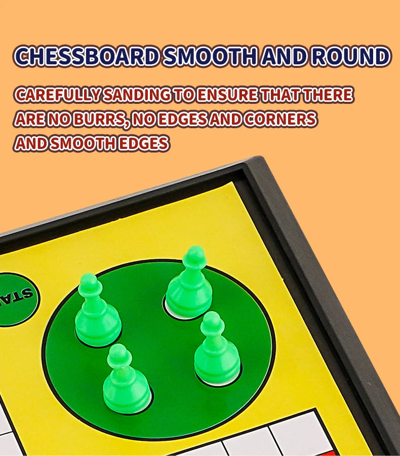 International Ludo Board Game for Kids: Portable Folding Chess Set, Educational Toy, Party Table Game for Elementary Students