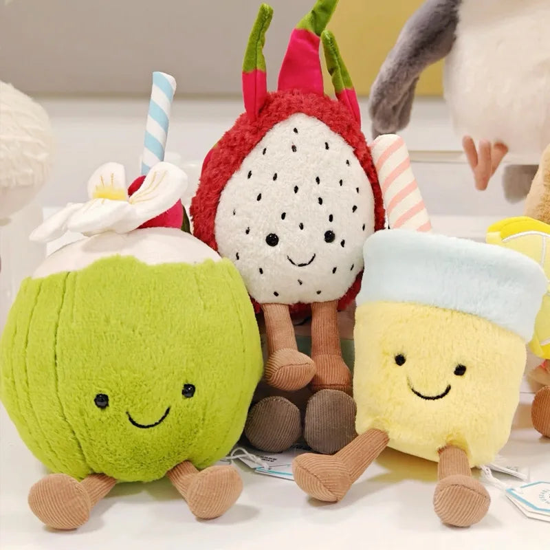 *JC Kawaii Coral Coconut Lemon Plush Toys Doll Coconut Soft Decor Guitar Plush Soothing Bedroom Companion Decor Exquisite Gifts