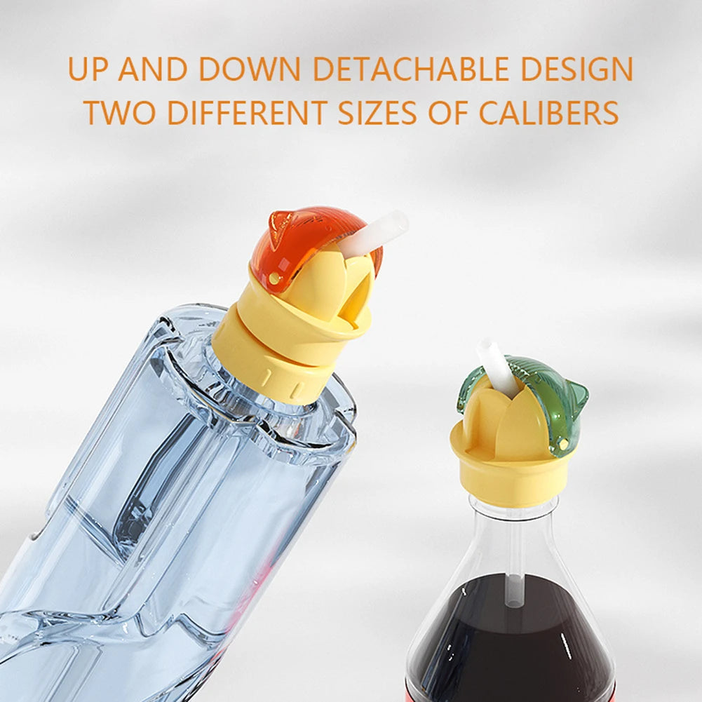 2-in-1 Children's Straw Lid,Reusable Leakproof Water Bottle Cap for Boys Girls,Portable Anti-Choking Spout Cap with Straw