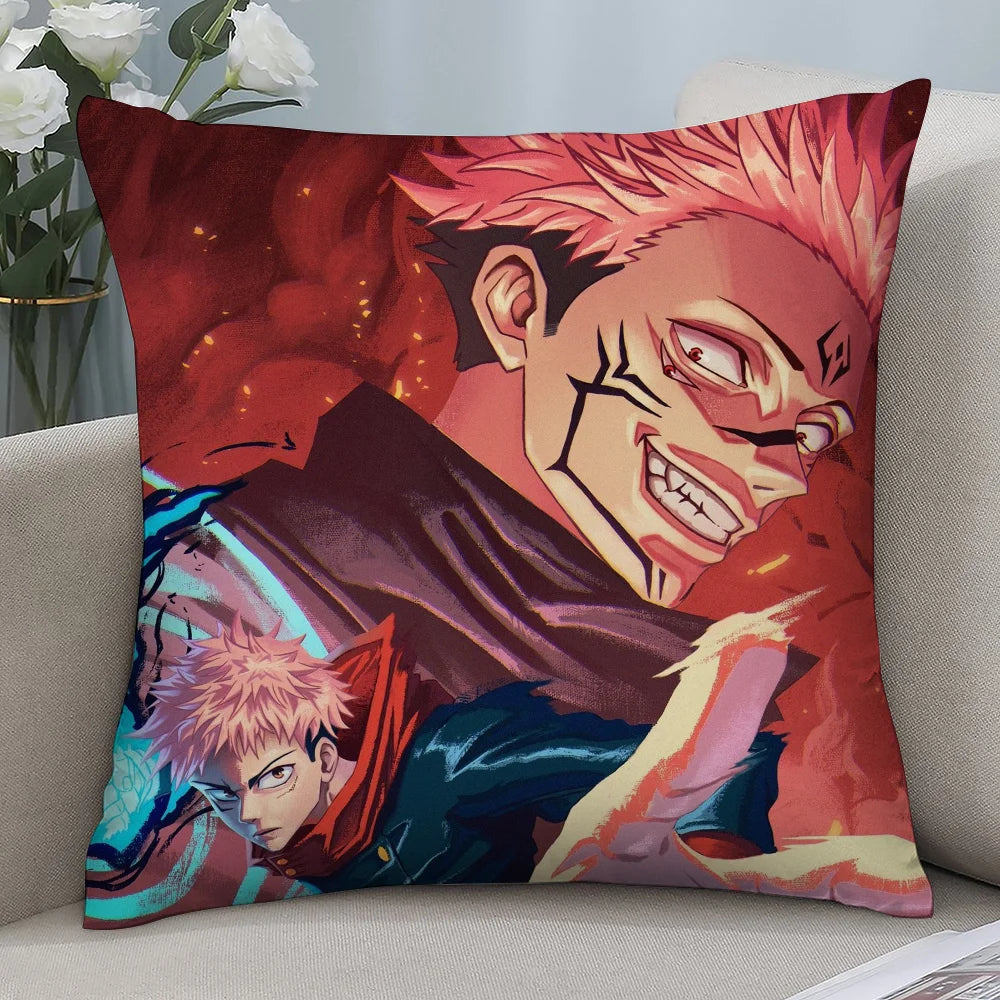 J-Jujutsu Kaisen Ryomen SukunaS Pillow Case Short Plush Pillow Covers Sofa Decor Gift Home Double-sided Printing Cushion Cover