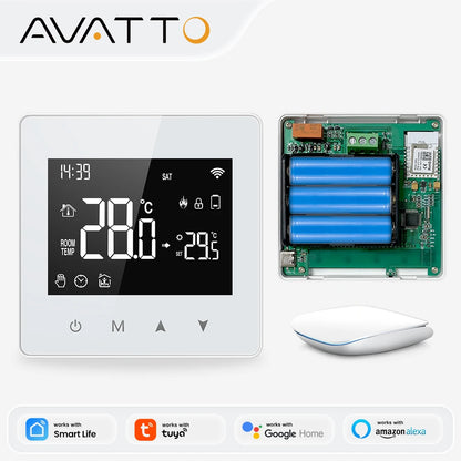 AVATTO WiFi Zigbee Thermostat Smart Home Battery powered Temperature Controller For Gas Boiler works with Tuya Alexa Google home