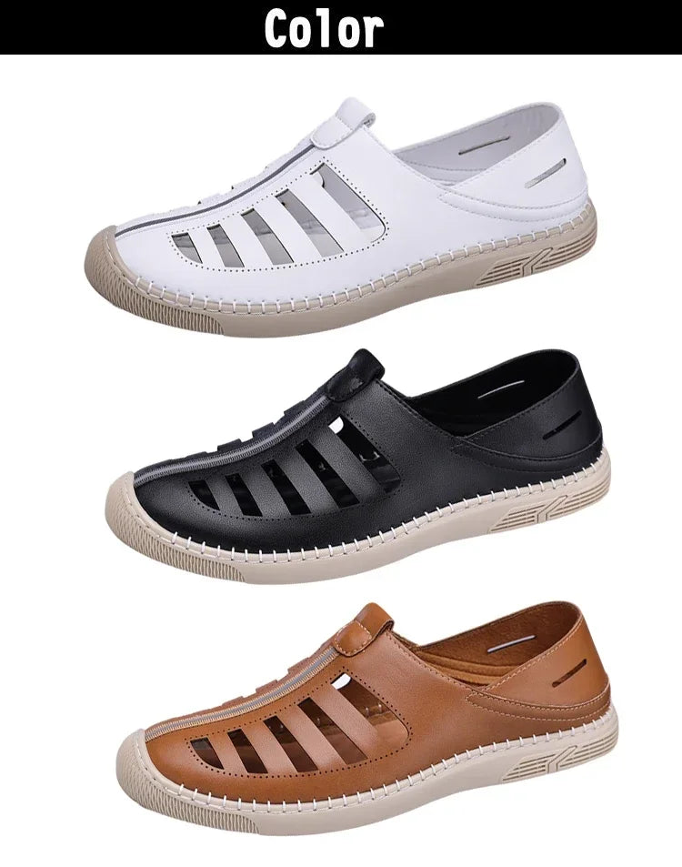 Men's Hollow Out Loafers, Summer Comfort Soft Sole Slip-On Casual Shoes, Anti-Slip Breathable Clog Sandals-HT619