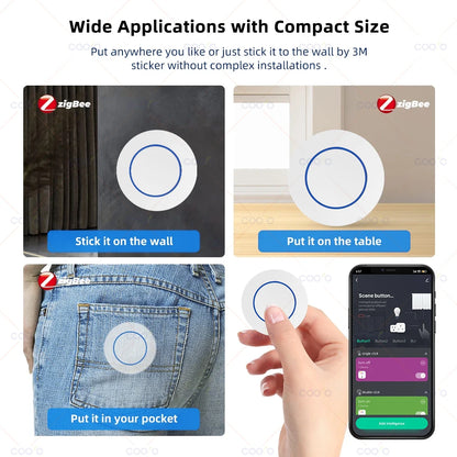 Tuya ZigBee Button Smart Scene Switch Multi-scene Linkage Wireless Remote Control Intelligent Smart Home Requires Zigbee Gateway