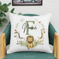 Animal with Name Pillow Case Personalized Pillow Dust Cover Bedroom Kids Wild Party Decoration Pillowcase Birthday Children Gift
