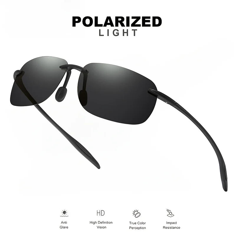 3PCS Ultra Light 11g TR90 Frameless Polarized Sunglasses - Flexible & Comfort Fit, Square Shape for Driving, Fishing, Outdoor