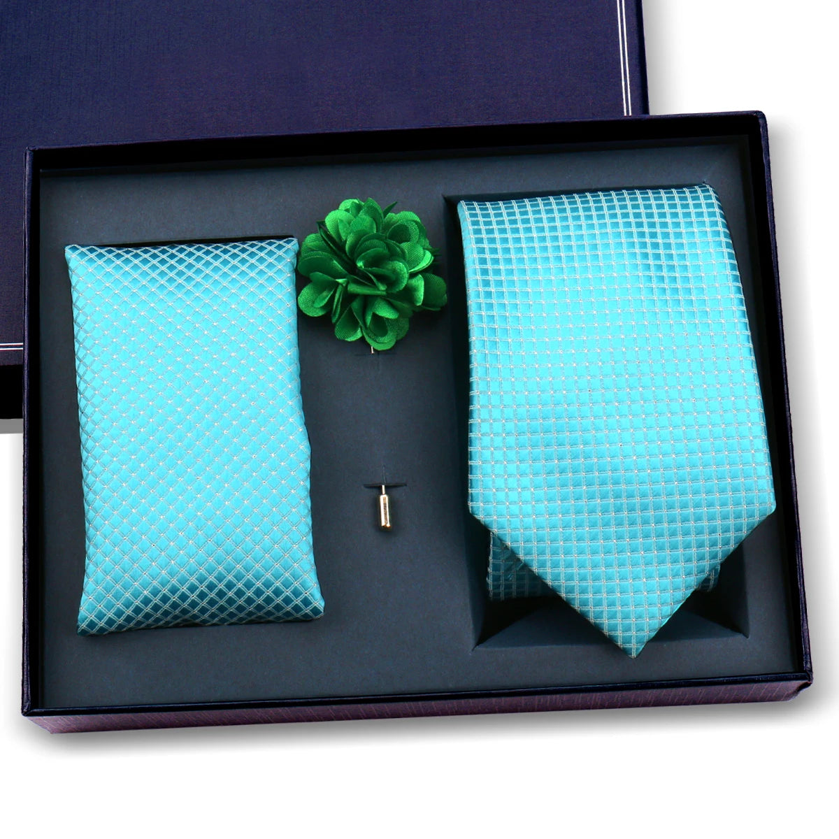 Elegant Ties For Men Classic Paisly Neck Tie Pocket Square Brooch Set With Gift Box Mens Business Wedding Suit Accessories