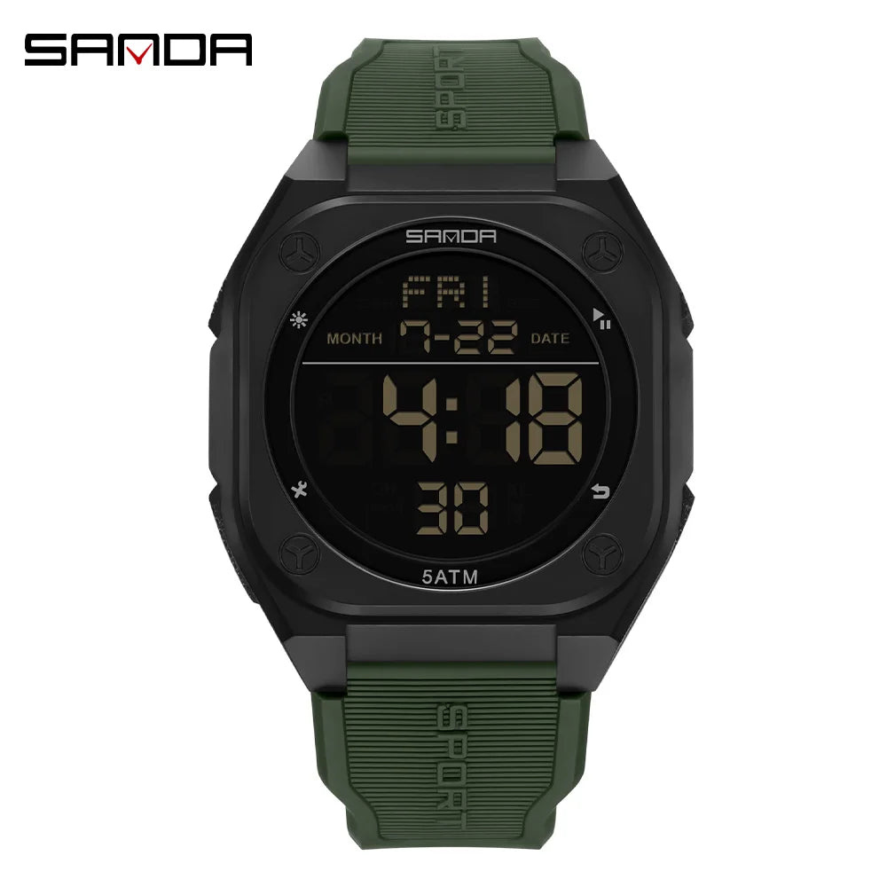 SANDA Digital Watch Multi-function Alarm Clock Luminous Waterproof Silicone Wristwatch Casual Students Electronic Watches