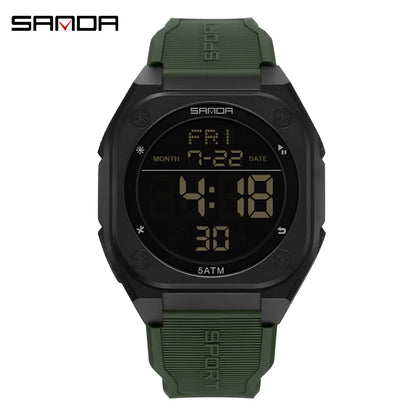 SANDA Digital Watch Multi-function Alarm Clock Luminous Waterproof Silicone Wristwatch Casual Students Electronic Watches