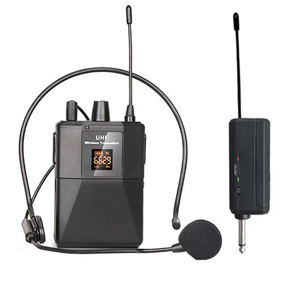 Wireless Lavalier Microphon Headset Mic with Transmitter Receiver LED Display Bodypack Transmitter for Teaching Live Performance