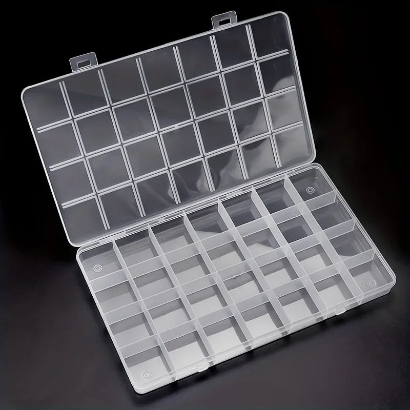 Practical 24/28 Grid Compartment Plastic Transparent Storage Box Earring Bead Screw Holder Case Display Home Organizer Container